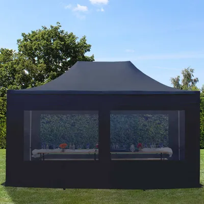 Produktbild von TOOLPORT 3x4,5m Stahl Faltpavillon, inkl. 4 Seitenteile, schwarz