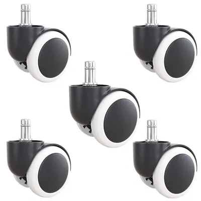 Produktbild von 5er Set Bürostuhl Rollen Stuhlrollen Drehbare Gummi Rollen 50mm Schwarz/Weiß Ersatzrollen Kicken
