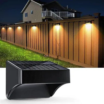 Produktbild von Solar-LED-Lampe, Garten-/Zaun-/Zäunen-/Tor-Scheinwerfer, automatisch einschaltend bei Dunkelheit, intelligente Lichtschakelauswahl, Set aus 2