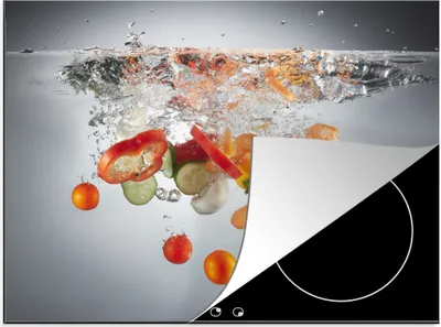 Produktbild von KitchenYeah© Herdabdeckplatte Gemüse - Wasser - Gurke , 75x52cm, Küche Deko, Glaskeramikkochfeld Herdabdeckung, Abdeckplatte fùr Kochfeld