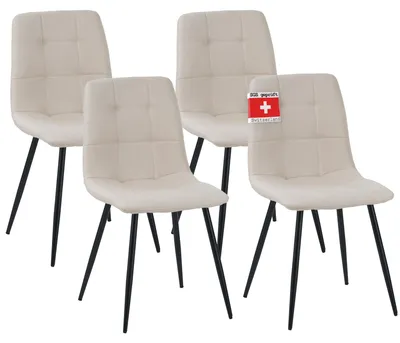 Produktbild von Albatros Esszimmerstühle 4er Set BORA Beige - Komfortabler Polsterstuhl für Modernes und Stilvolles Design am Esstisch - Küchenstuhl oder Stuhl Esszimmer mit hoher Belastbarkeit bis 110kg