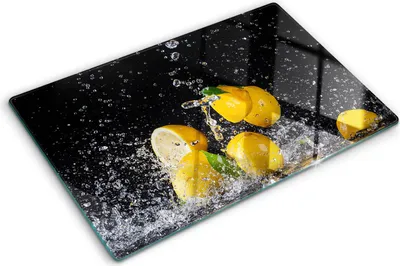 Imagen del producto de Cubierta para placa de cocción – Cubierta para placa de inducción – Placa de vidrio protectora – 80x52 cm – Placas de vidrio protectoras para cocina – Vidrio templado – Limones y agua