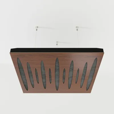 Obrázok produktu pre Sada 4 kusov akustických stropných panelov PULSAR, materiál: zamat, rozmery: 50x50x5 cm, farba: orechová/šedá