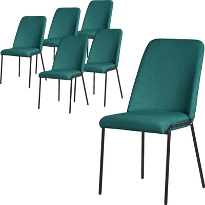 Produktbild von ML-Design Esszimmerstühle 6er Set Petrol Küchenstühle aus Polyester mit Metallbeinen Wohnzimmerstühl mit Rückenlehne Polsterstühle für Esszimmer Küche