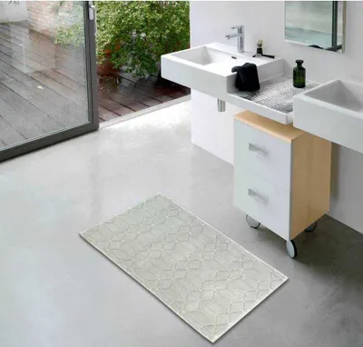 Image de Tapis de bain Jacquard « éthérée » en coton, 60 x 100 cm