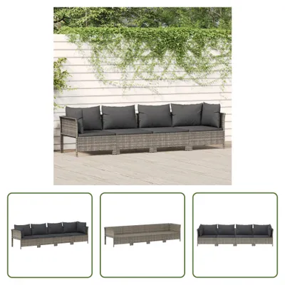 Produktbild von The Living Store 4-tlg. Garten-Lounge-Set mit Kissen Grau Poly Rattan