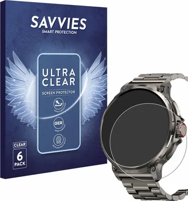 Produktbild von 6x Für Tesofit Smartwatch 1.85" (rund) Schutzfolie Savvies Displayschutz Display Schutz Folie Klar Transparent