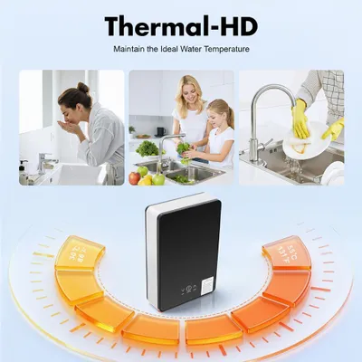 Zdjęcie produktu dla Elektryczny podgrzewacz wody, 220 V prądu przemiennego, 6500 W, montaż naścienny, wodoodporny (IPX24), zakres temperatur 30–55°C