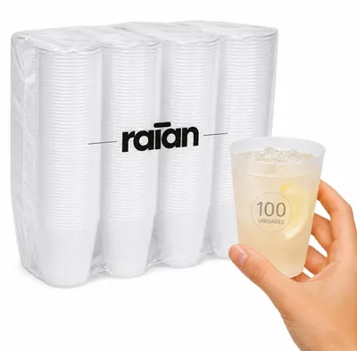 100 harte Plastikbecher, wiederverwendbar, 480 ml, transparent
