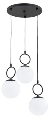 Immagine prodotto di Lampada a sospensione con sfere bianche SITRO nera 3xE14x10W in metallo, dimensioni: 80x37x37 cm, IP20 Alfa