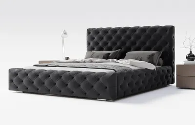 Obrázek produktu pro Manželská postel 180x200 cm Paris - Chesterfiled, samet, úložný prostor - čalouněná postel s roštem - černá