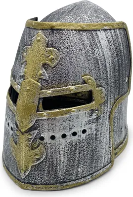 Produktbild von BestSaller 1421 rustikaler Ritterhelm mit klappbarem Visier für Kinder, Kunststoff, silber/gold