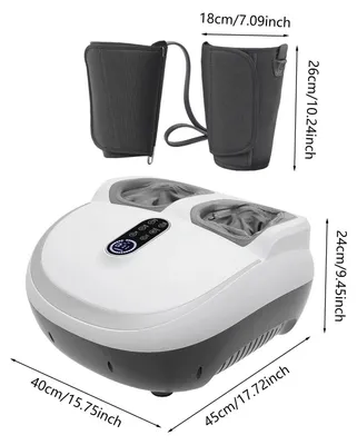 Immagine prodotto di Massaggiatore per piedi e gambe - Massaggiatore elettrico per piedi e polpacci - Cuscini ad aria 3D con funzione riscaldante (40–50 °C) - 5 modalità e 9 livelli di intensità - Timer e telecomando - Bianco