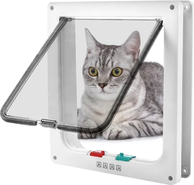 Produktbild von Revolutionäre 4-Wege-Magnet-Katzenklappe für sicheren Durchgang - 22 x 19,5 x 5 cm