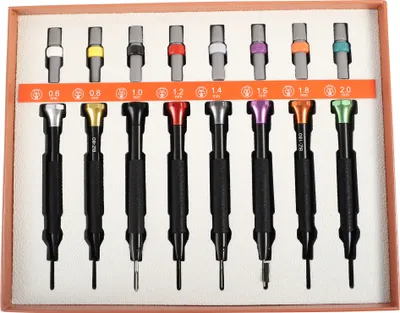 Produktbild von Edelstahl Uhrmacher Schraubendreher-Set, rutschfester Griff, schwarz