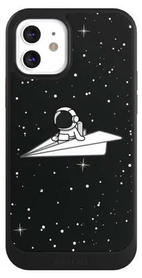Produktbild von NIVOCASE Hülle für Apple iPhone 12  Handyhülle NIVOcore Case Schwarz Astronaut Comic Papier