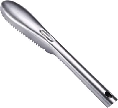 Produktbild von Schuppenschaber, Fischschuppenentferner aus Edelstahl, ergonomischer Griff, scharfe Sägezahnung, Fischhautschupper für die Küche zu Hause