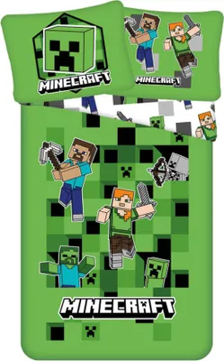 Produktbild von Minecraft Bettbezug Grün 140 x 200 cm -  microvezel