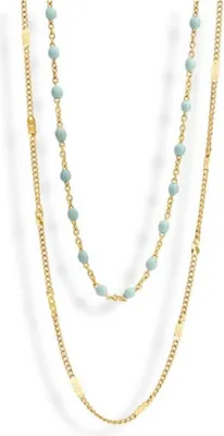 Productafbeelding van Gouden ketting met blauwe parels