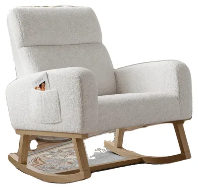 Obrázek produktu pro Houpací křeslo, sametový potah, ergonomický design, BÍLÉ
