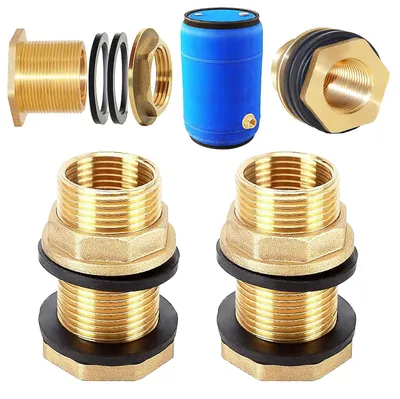 Productafbeelding van 2 Stuks Messing Regenton Aansluiting met 1/2 Inch Buitendraad x 3/8 Inch Binnendraad