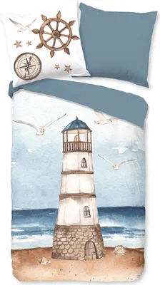 Produktbild von Duvet cover Good Morning 155x220 + 1* 80x80 cm - maritime/ lighthouse