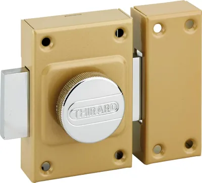 Image de Verrou à bouton Concorde pour porte intérieure, acier, époxy bronze - THIRARD