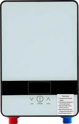 Zdjęcie produktu dla Elektryczny przepływowy podgrzewacz wody - Zestaw prysznicowy - 6500 W - 220 V - Montaż ścienny - Wyświetlacz LED - Prysznic ręczny - Biały