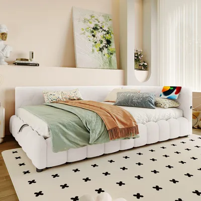 Produktbild von Odikalo Stauraumbett Polsterbett Daybett Tagesbett Schlafsofa USB 140x200cm Weiß