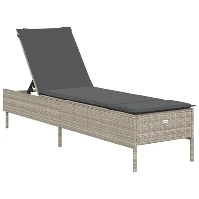 Immagine prodotto di Lettino Prendisole con Cuscino Grigio Chiaro in Polyrattan