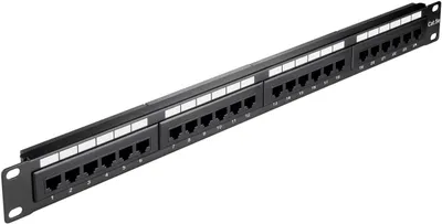 Immagine prodotto di Pannello di permutazione CAT 5e da 19 pollici (48,3 cm), 24 porte, (1 U), UTP, nero - UTP non schermato, nero