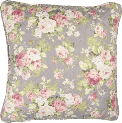 Zdjęcie produktu dla Clayre & Eef Q188.030 poszewka na poduszkę w kwiaty szara 50x50cm
