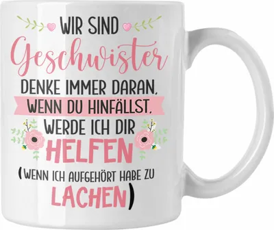 Produktbild von Trendation - Schwester Bruder Tasse Geschenk Geburtstag Sprüche Geschenkidee von Schwester Bruder (Weiß)