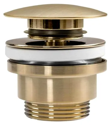 Produktbild von Waschbeckenstöpsel universal click-clack GOLD MAT Pop-Up Ablaufgarnitur für Waschbecken & Waschtisch (Gebürstetes Gold)