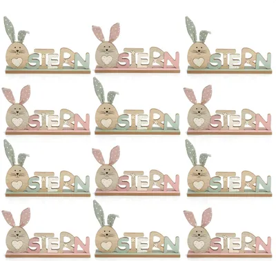 Produktbild von COM-FOUR® 12x Deko Aufsteller für Ostern - Schriftzug mit Osterhasen
