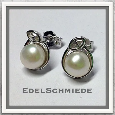Produktbild von Perlohrstecker in 925 Silber rhod mit Zirkonia