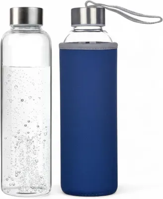 Immagine prodotto di Borraccia in vetro, capacità 550 ml, priva di BPA, adatta per bevande calde e fredde, con custodia protettiva inclusa
