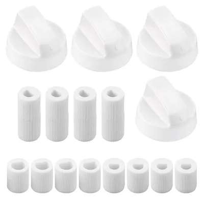 4er-Set universelle Herdknöpfe, weiß, mit Adaptern