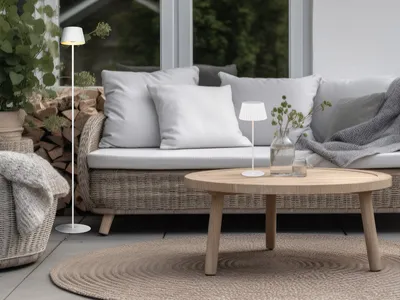 Produktbild von SET: Dimmbare Outdoor Akku Stehlampe 123cm klein & Tischlampe kabellos 39cm Weiß