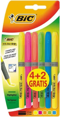 Image de Zakreślacz BIC Highlighter Grip Special Format Mix Blister 6szt