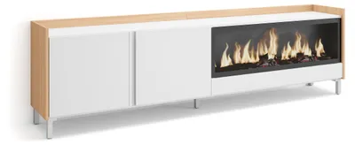 Immagine prodotto di Mobili TV effetto legno Bianco Rovere 212x35x61cm camino effetto fuoco