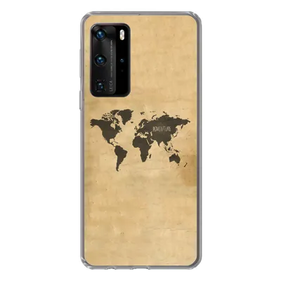 Produktbild von MuchoWow® Handyhülle Schutzhülle Hülle für Huawei P40 Pro Weltkarte - Braun - Zitat Silikon Softcase Handy Hülle - Schutz