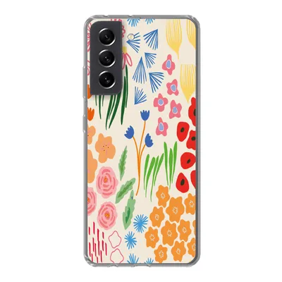 Produktbild von MuchoWow® Handyhülle Schutzhülle Hülle für Samsung Galaxy S21 FE Blumen - Muster - Feldblumen Silikon Softcase Handy Hülle - Mobiltelefonhülle