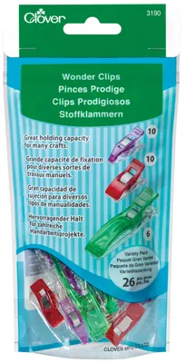Immagine prodotto di Fermagli per tessuto Clover Wonder Clips da 2,6 a 5,6 cm 26 pezzi Fermagli per cucito Quilting