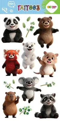Obrázok produktu pre Tatuaże zmywalne LOVELY BEARS 100x200mm Happy Color