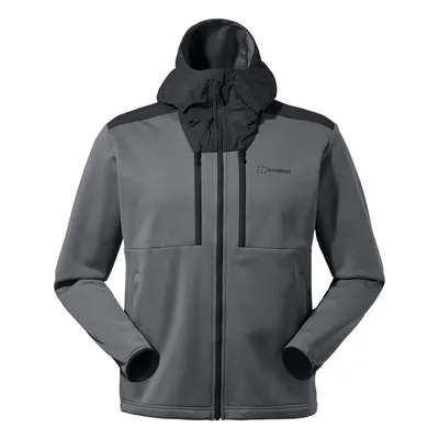 Graue Reacon Jacke von Berghaus mit Kapuze und zwei Fronttaschen; ideal für Herren als Midlayer.
