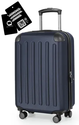Produktbild von Hauptstadtkoffer Spree - leichter Bordkoffer + Digitaler Namensschild / Gepäckanhänger - Flugzeug Trolley für alle Airlines 55x35x20 cm - 2,3 kg - 33L,Dunkelblau