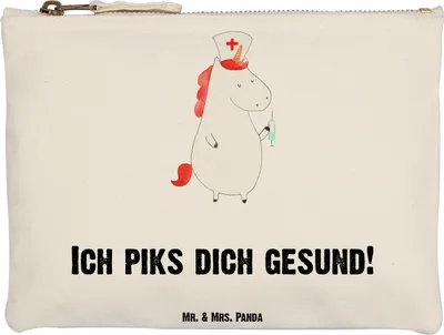 Produktbild von Mr. & Mrs. Panda Kosmetiktasche Einhorn Krankenschwester Grösse XL Große - Weiß - Geschenk, Unicorn, Kosmetikbeutel, kosmetiktäschchen, Ärztin, Etui, Krankenpflegerin