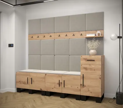 Obrázek produktu pro Předsíňová sestava RUMIE 8 - dub artisan, béžové panely