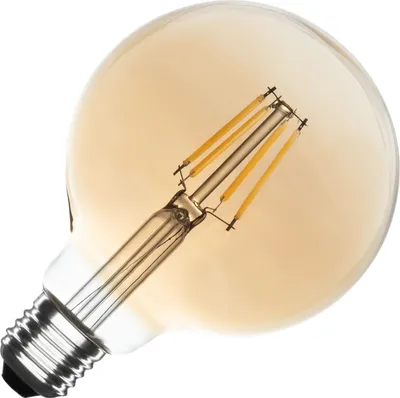 Zdjęcie produktu dla Żarówka LED E27 6W 600 lm Ściemnialna G95 Złota Bez Migotania 2700K Ciepła biel